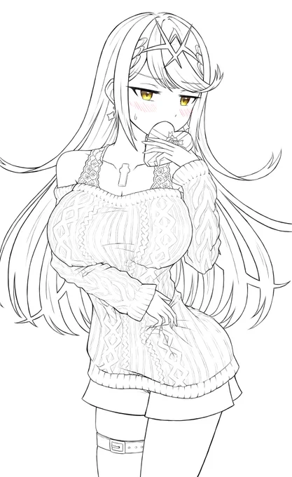 絶対線画でやる必要無かったと思われるニットの模様...😭 