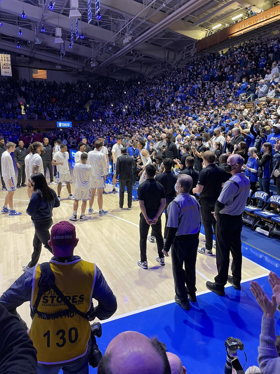 CoachPatJohnson's tweet photo. First time in Cameron since ‘06. Wow. Still no place like it in the country, and our team is really good. Back again in two weeks for Carolina. Let’s Go Duke! https://t.co/5D2O19dHPm