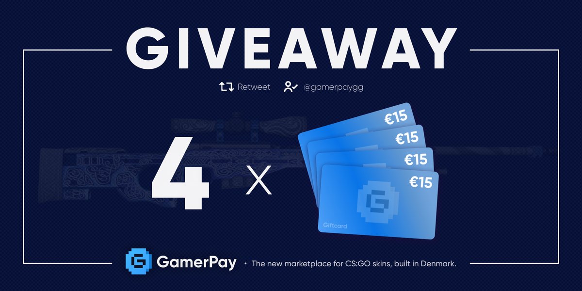 GamerPayGG's tweet photo. Want to win some money for a skin on GamerPay? 🤑

We are rolling 4 giftcards (60€ total) on Friday and thus four people will be able to win a nice giftcard!

Simply join in by;
🔁 Retweeting this post
💙 Follow @GamerpayGG
🤾‍♂️ Tag a friend

GL! 🙏 https://t.co/njLosfje37