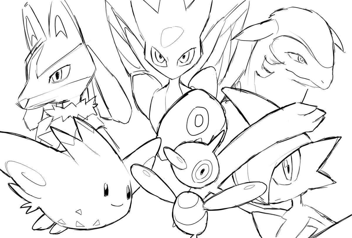 仲間のポケモン描いた 