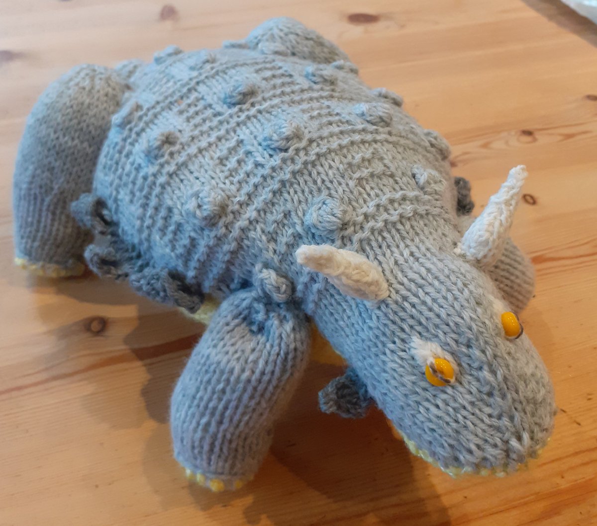 Webweald's tweet photo. New armoured dinosaur from Haywards Heath...ok ok it's knitted by the wife. I shall call it Curlyspinus tracei. What do you think @Tweetisaurus lol https://t.co/PFHT3iGO6g