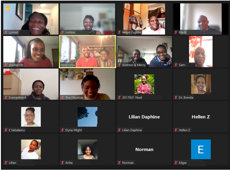 JustineMusiime's tweet photo. Always refreshing meeting with @WHarvestUK friends for #OnlineChurch. We talk about God, life, work, challenges & things we are excited about. The social connection is amazing. Everybody is welcome so, please #joinus some time. #WHGarage @worship_harvest #WHUK #WHGermany #Geneva https://t.co/DXM9G8gK5A