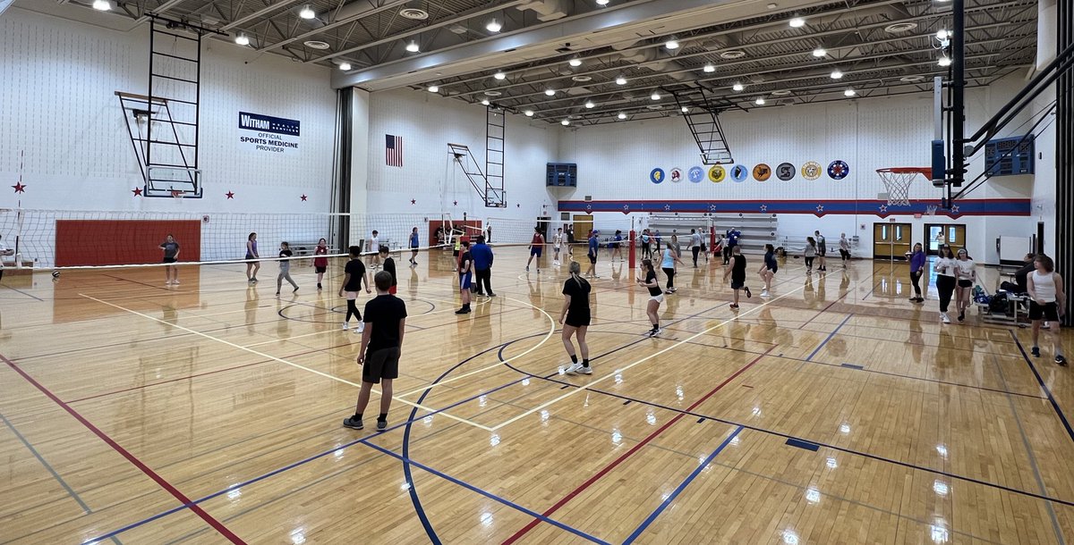 WeboStrength's tweet photo. Such an amazing turnout for our Coed Volleyball Tournament hosted by the WeBo Track & Field teams! 13 teams are here competing in an exciting fundraiser to help support our athletes. #TheWeBoWay @WeBoAthletics @WeboJrSrHigh https://t.co/GlD3ftVW9a