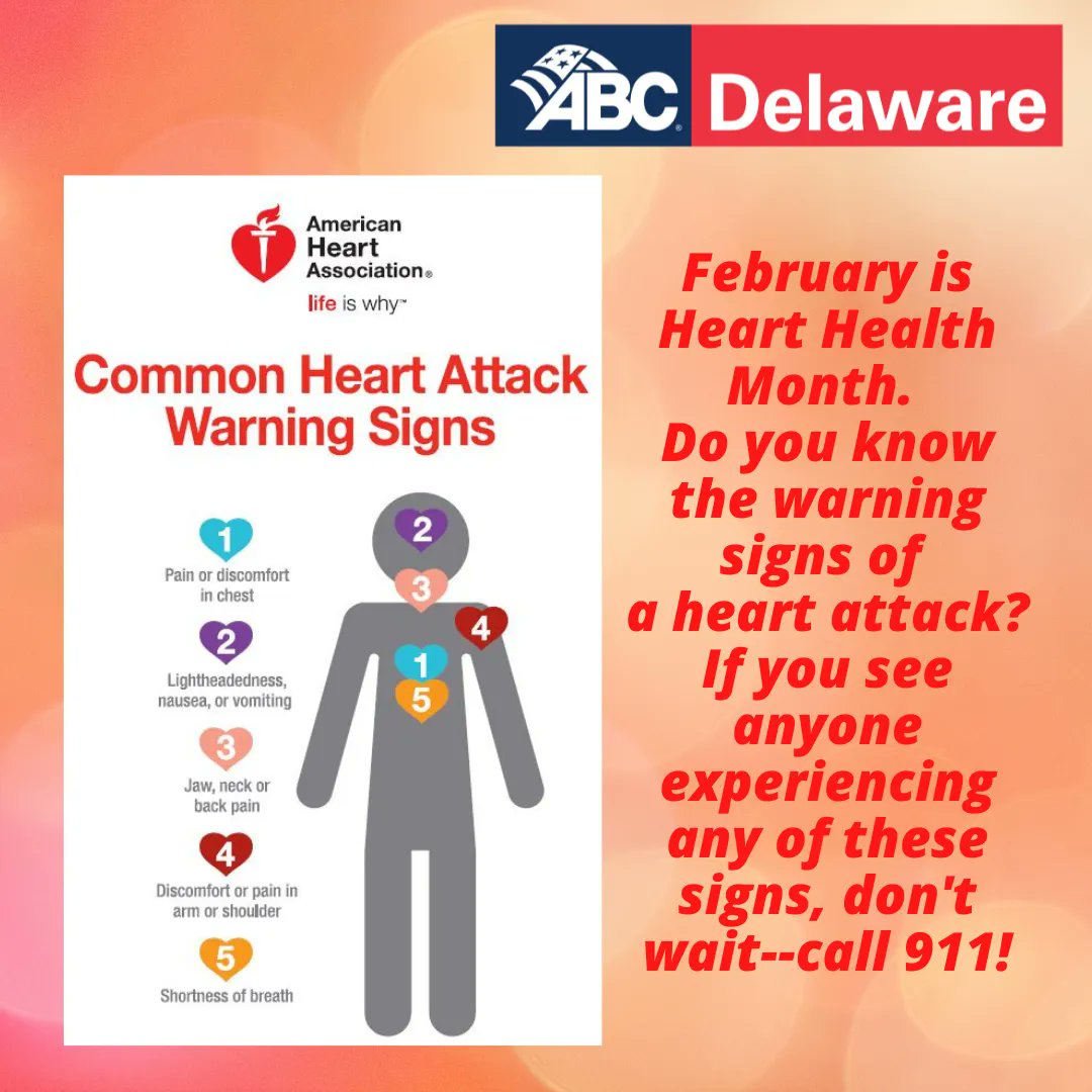 ABCDelaware's tweet photo. #AmericanHeartAssociation #heartattackwarningsigns https://t.co/ReaGHnyWZf