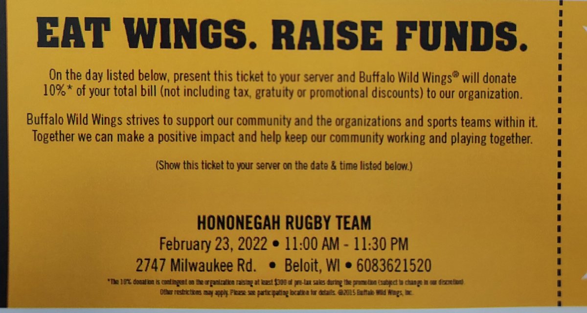 The Hononegah Spring Rugby season kicks off this week.  Come out to Buffalo Wild Wings in Beloit on Wednesday February 23rd to support the team!