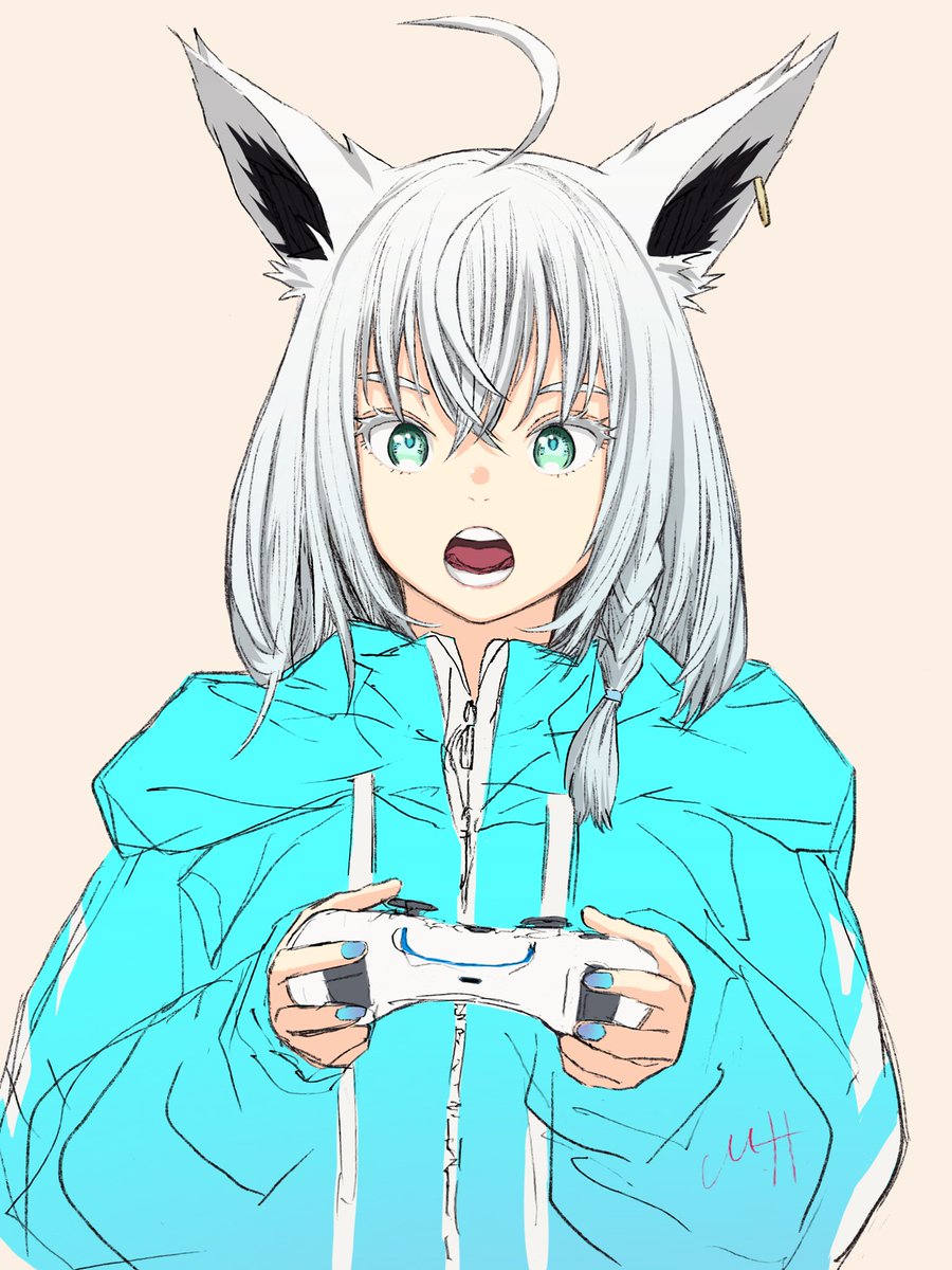 白上フブキ 「↑↑↓↓←→←…✍️
 #絵フブキ 」|null∞llun TaKaのイラスト