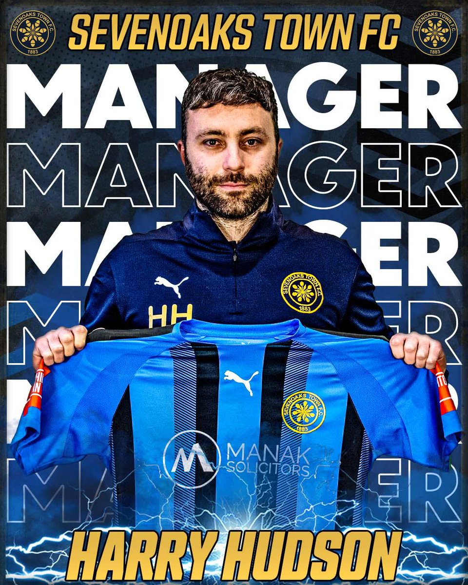 Sevenoaks Town FC can confirm the appointment of Harry Hudson as the club's new First Team manager. 🔵⚫️ <a href="/ManakSolicitors/">Manak Solicitors</a> <a href="/IsthmianLeague/">The Pitching In Isthmian League</a> #OneClub #Sevenoaks #Sevenoaksfamily