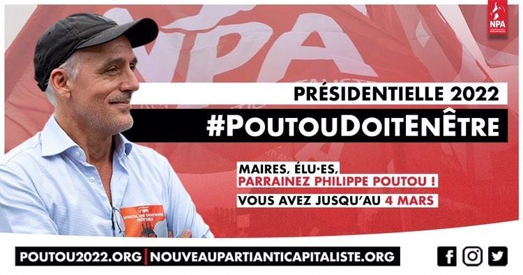 - Nous sommes des centaines de milliers, peut-être plus, à vouloir voter pour Philippe Poutou à la présidentielle. Élu·e·s, maires, à vous de nous le permettre en accomplissant le geste démocratique de parrainer sa candidature ! 

#PoutouDoitEnÊtre #Poutou2022