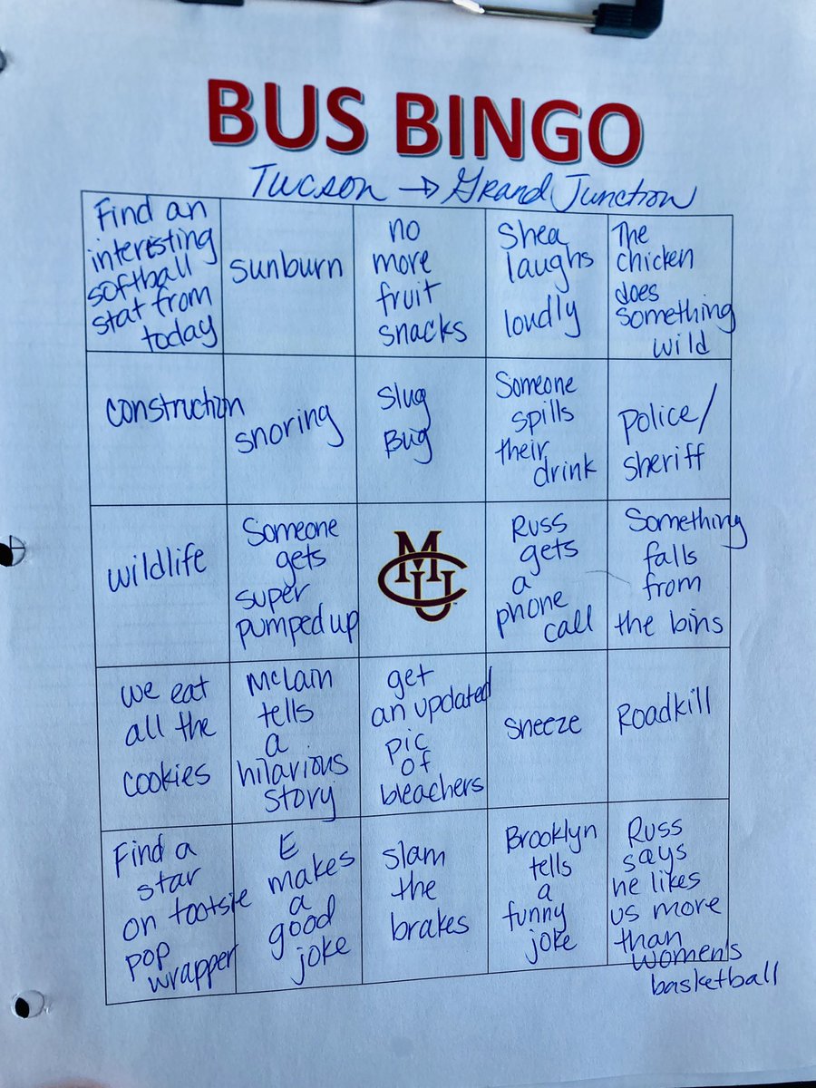 colomesasb's tweet photo. New Bingo board for the trip home! #winning #mavup #russbus https://t.co/IJ667ZarlB