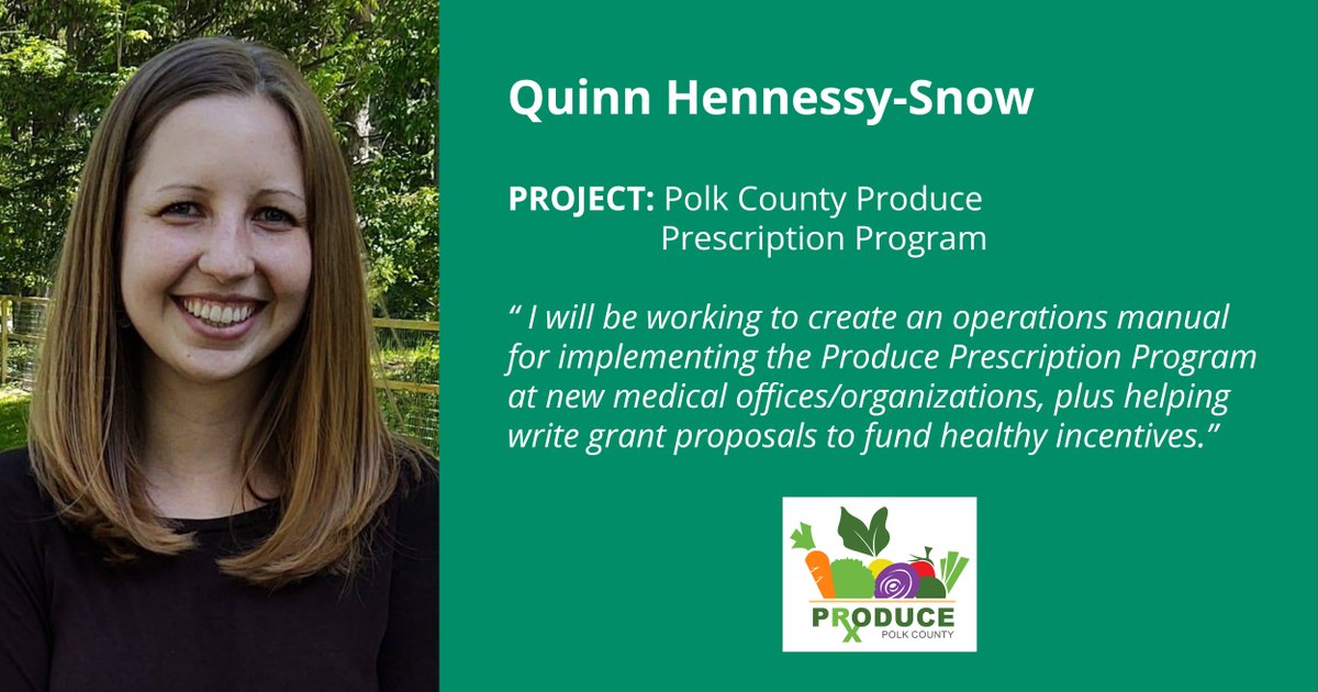 HealthiestIowa's tweet image. Welcome Quinn! She is supporting the work of our growing #ProducePrescription program. We are thrilled to have three talented @DesMoinesUniv students working with us this semester.