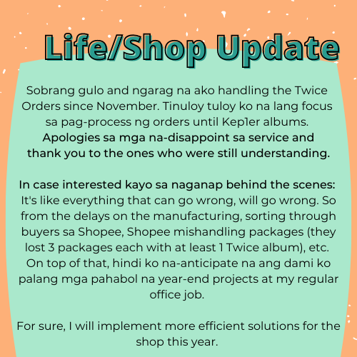 ChylStreet's tweet photo. Life/Shop Update❤️
See photo for: 
- Mga Naganap recently
- Plans for this year
- Upcoming sale, lapag on Feb 26 😄

Take care, everyone! https://t.co/4gnjRmh4Qy
