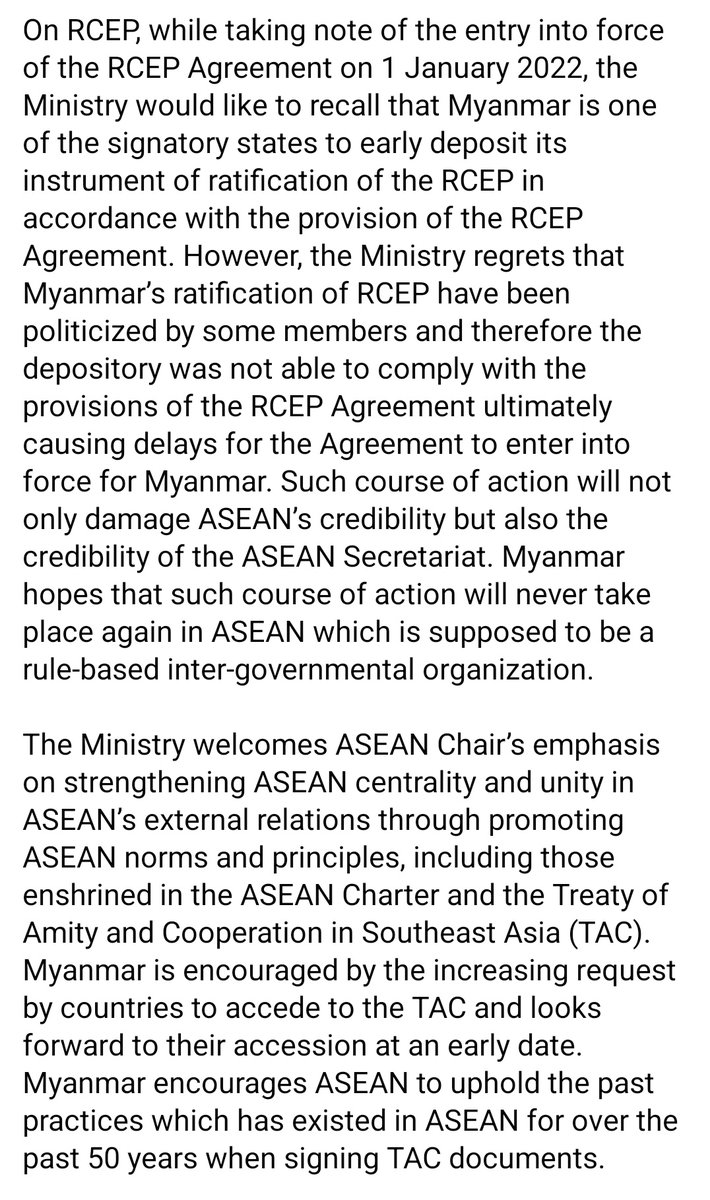 MayWongST's tweet photo. #Myanmar #military takes issue with 2 #ASEAN states for suggesting special envoy to meet with @NUGMyanmar insisting civilian-formed government is a "terrorist group" &amp; they shouldn't "use ASEAN platforms to make such comments" to avoid undermining bloc #WhatsHappeningInMyanmar https://t.co/zzQb1cfsxI