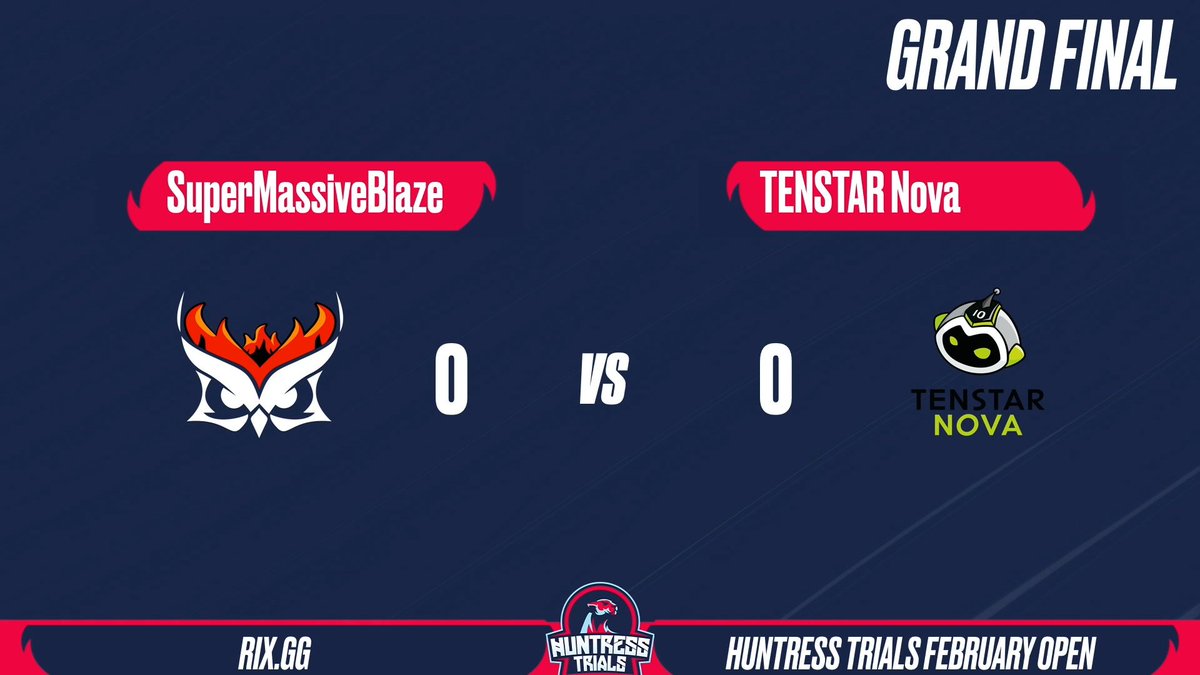 We have our Grand Finalists! <a href="/HuntressTrials/">Huntress Trials</a> 

<a href="/TENSTARGG/">TENSTAR</a> 🆚 <a href="/supmassblaze/">SMB ∞</a> 

📺twitch.tv/rixgg_tv

Who's taking the crown? 👀👑