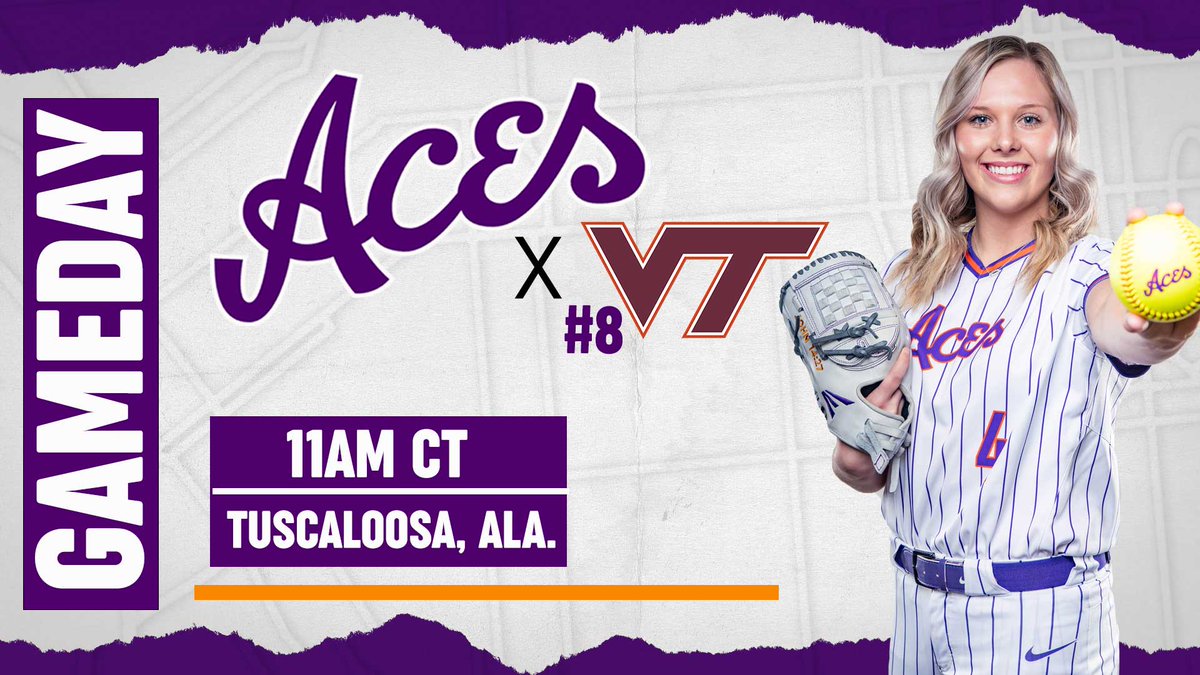 UEAthletics_SB's tweet photo. GAME DAY!

📌 Tuscaloosa, Ala.
🆚 #8 Virginia Tech
⏰ 11AM CT
📊 https://t.co/61qiQJeaNy

🥎 #ForTheAces https://t.co/jsL4z3I1m5