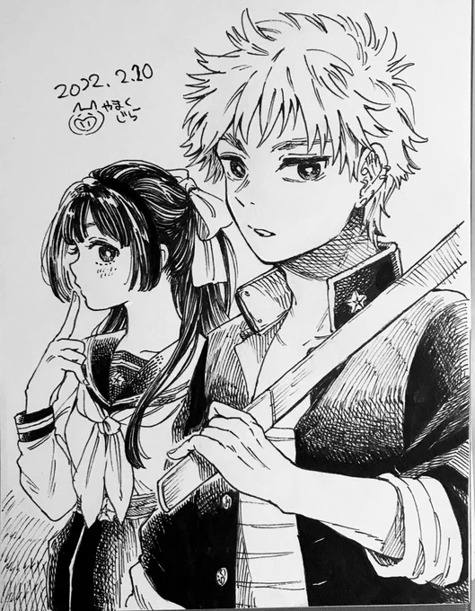 リクエストありがとうございました〜!>三白眼従者
従者について小一時間考えたが分からなかったのでまめさんとこの不良くん描いた(まめさんのキャラを描いておけばとりあえず従者だろうという考え)
#オンラインスケブ 