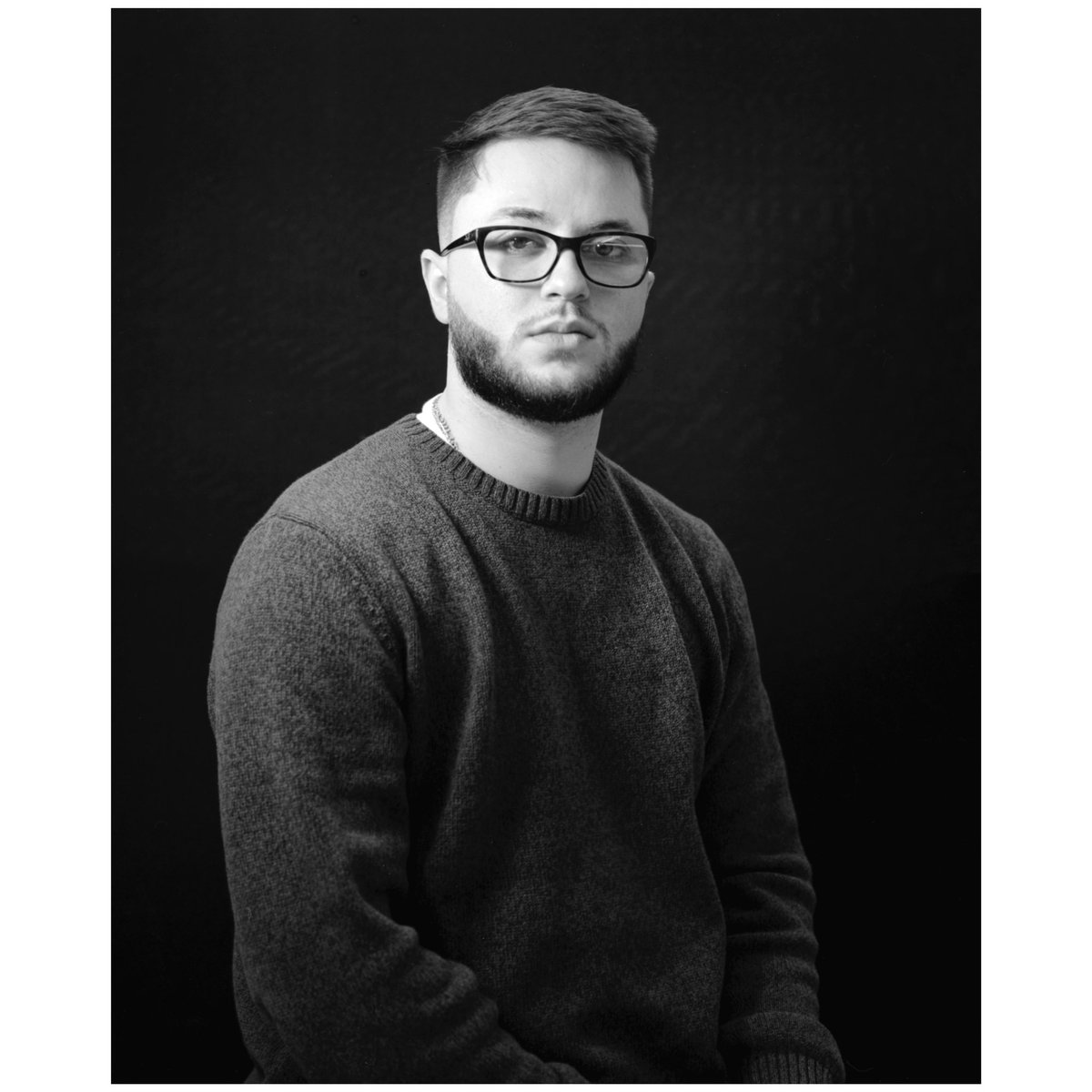 Mr. Valentine is filling in for us at school and I thought it would be nice to shoot a large format image of him on some ilford 4x5 film.