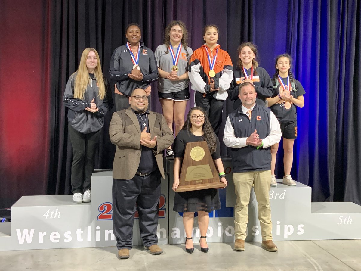 PressPassSports's tweet photo. Caprock Lady Longhorms win their 12th State Wrestling championship In school history. Tex Panhandle athletes also had a great showing. Here’the recap #UILState  https://t.co/RKUOoQrEFi https://t.co/6eretUa2wQ