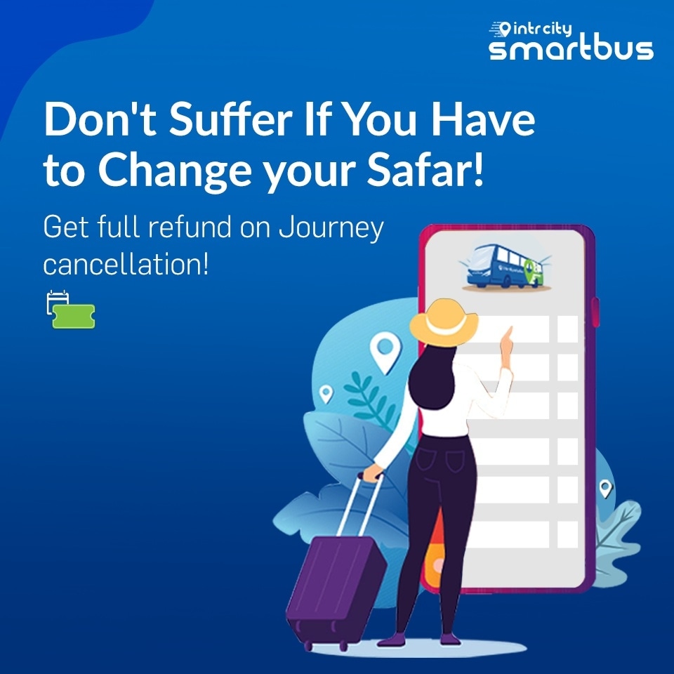 IntrCity's tweet photo. With IntrCity's Flexi Cancellation, you can change your journey dates - even on the day of travelling! At no extra cost! 

#EnjoyTheUpgrade #IntrCity #RailYatri #SmartBus #Flexible #Cancellation #Flexi #HereForYou https://t.co/aTWmF8iCvc