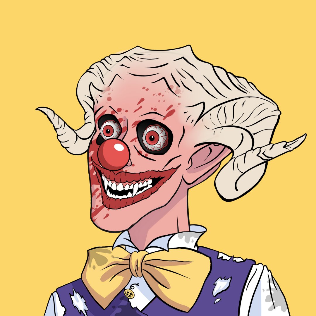 Mr. Happy Clown had to face his bad decisions in his life time. 
Damnation was hard, but it was the only way to redemption and rebirth for a second chance.  

Behind every difficult moment in your life hides a gift, a lesson to become better and live better. 💛

 #nftart  #nfts