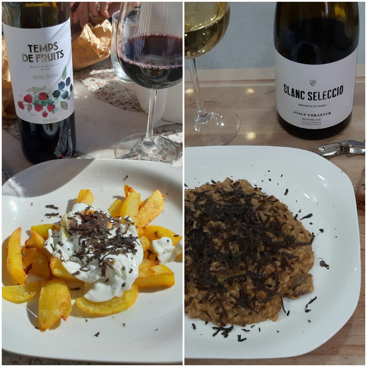 xavileon_xld's tweet photo. Avui el meu nen Marcos, estudiant de l'#escolajoviat, ha cuinat amb tòfona. Per esmorzar ou ferrat amb patates i tòfona amb vi del #penedes. Per dinar risotto de ceps amb #forater. Realment impressionat!!!! https://t.co/rq6IFCVsM8