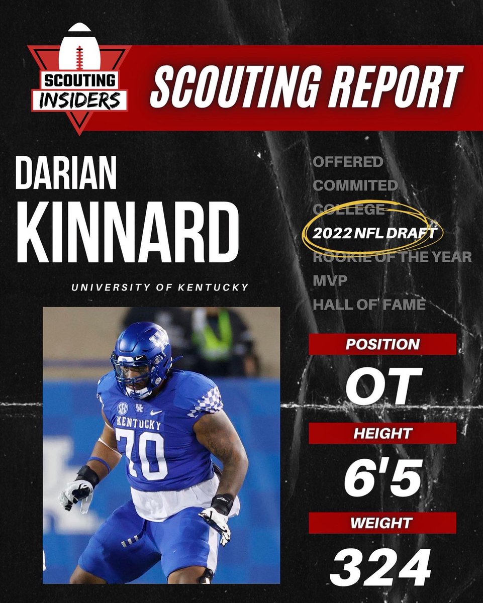 S_Insiders's tweet photo. 2022 NFL Draft Scouting Report: Darian Kinnard, Offensive Tackle from Kentucky #NCAA #ncaafootball #collegefootball #college #football #CFB #sports #NFL #NFLDraft #nflmemes #nflfootball #nflnews #kentucky #kentuckyfootball #kentuckywildcats https://t.co/eTsERriNda