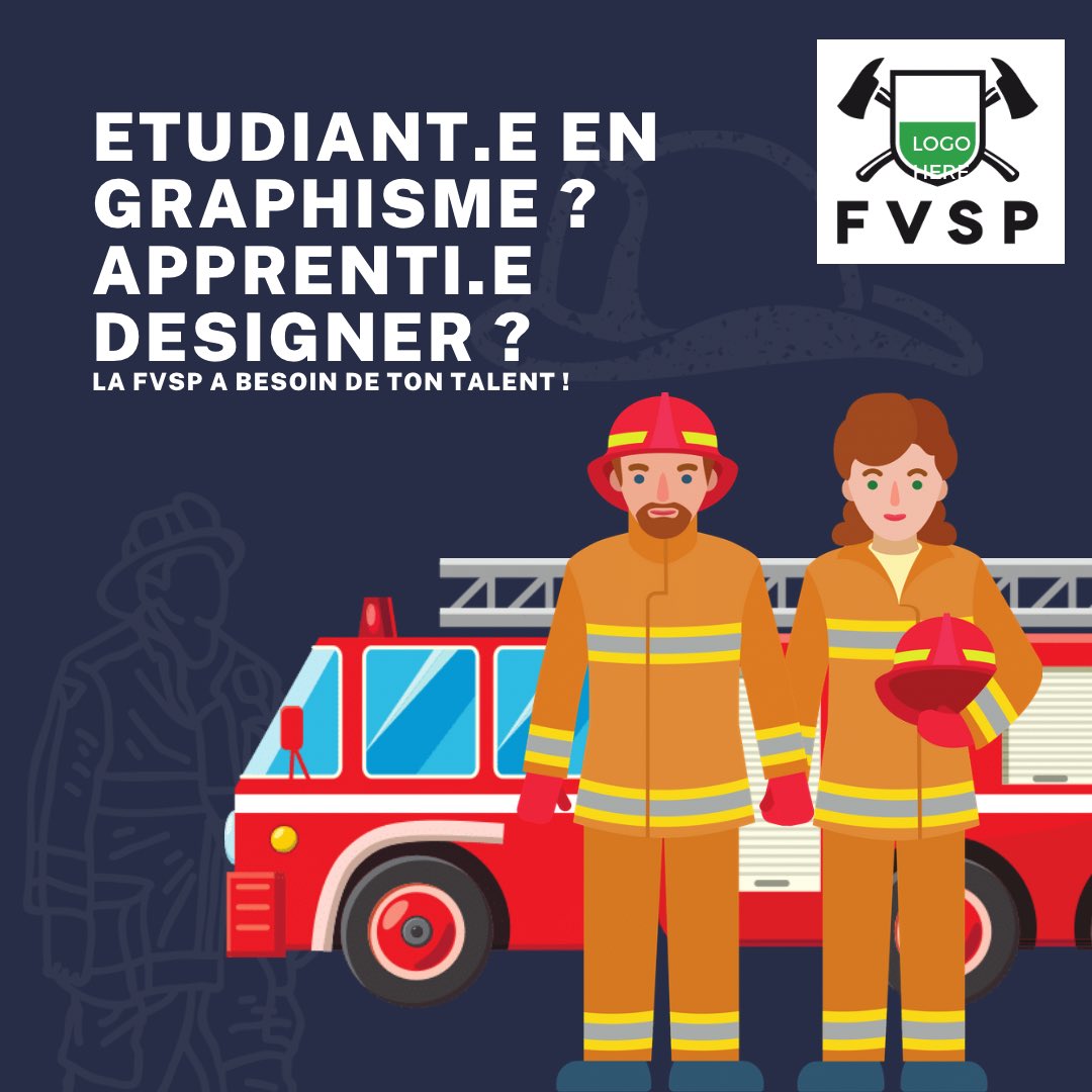 FVSP1's tweet photo. Etudiant.e en graphisme ? Apprenti.e designer ? 
La FVSP a besoin de ton talent !

Tu souhaites apporter ta contribution au mouvement sapeur-pompier et nous aider à promouvoir nos valeurs : courage, responsabilité, engagement, solidarité ?
+ d’infos ? 👉🏼: https://t.co/M3I1qIPXeC https://t.co/Z75lQDVKiP