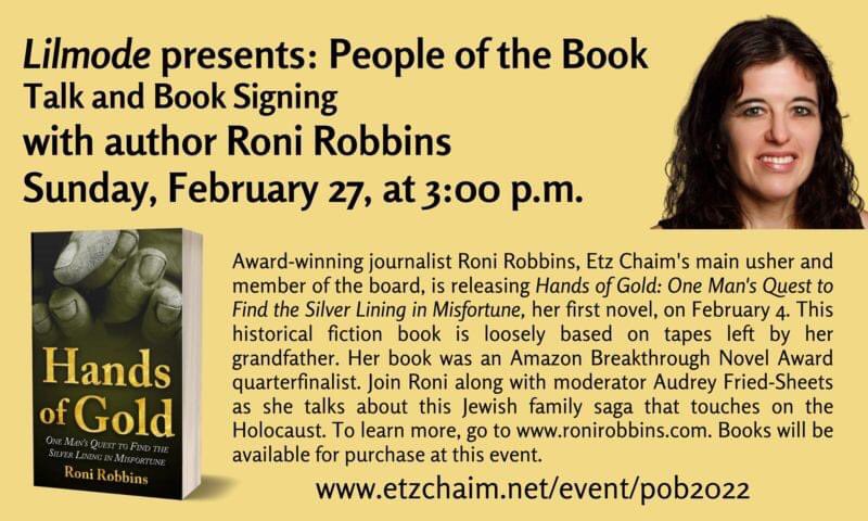 ronirobbins's tweet image. Please join me in person or on Zoom for my first public book launch next Sunday Feb. 27. We’ll shmooze, we’ll kibbitz, a bisl nosh, what’s not to like? #handsofgold #HistoricalFiction #historicalromance #Jewish  #yiddish #jewishlife #jewishculture.  etzchaim.net/event/pob2022?…