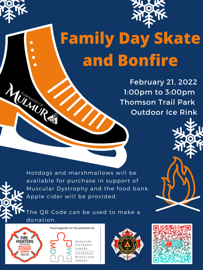 The Family Day Event tomorrow will continue, regardless of the weather. There will be food provided on a donation basis, the Rosemont Firefighters Association are accepting donations to Muscular Dystrophy and non-perishable items for the food bank.