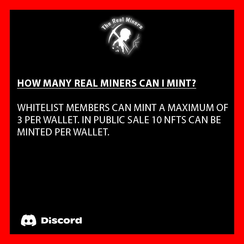 How many Real Miners can i mint?

➡️ linktr.ee/therealminersN…

#therealminers #mint #blockchaintechnology #nftnews #nftstartup