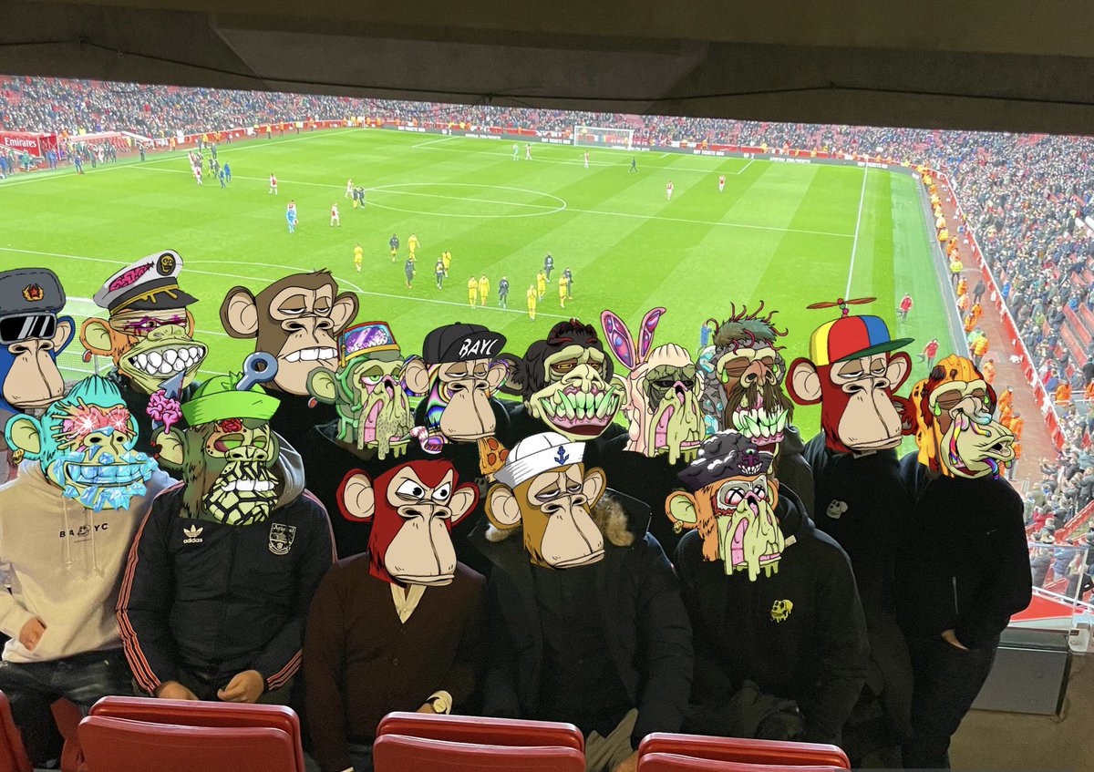 0xEthan's tweet photo. What an experience this was, the absolute best group of lads!
Thank you to @TheTick3t for hooking us up with the executive box! 

15 members of the @UKApeClub 🇬🇧 

#uk #bayc #mayc #nfts https://t.co/6QrWv1G6YF