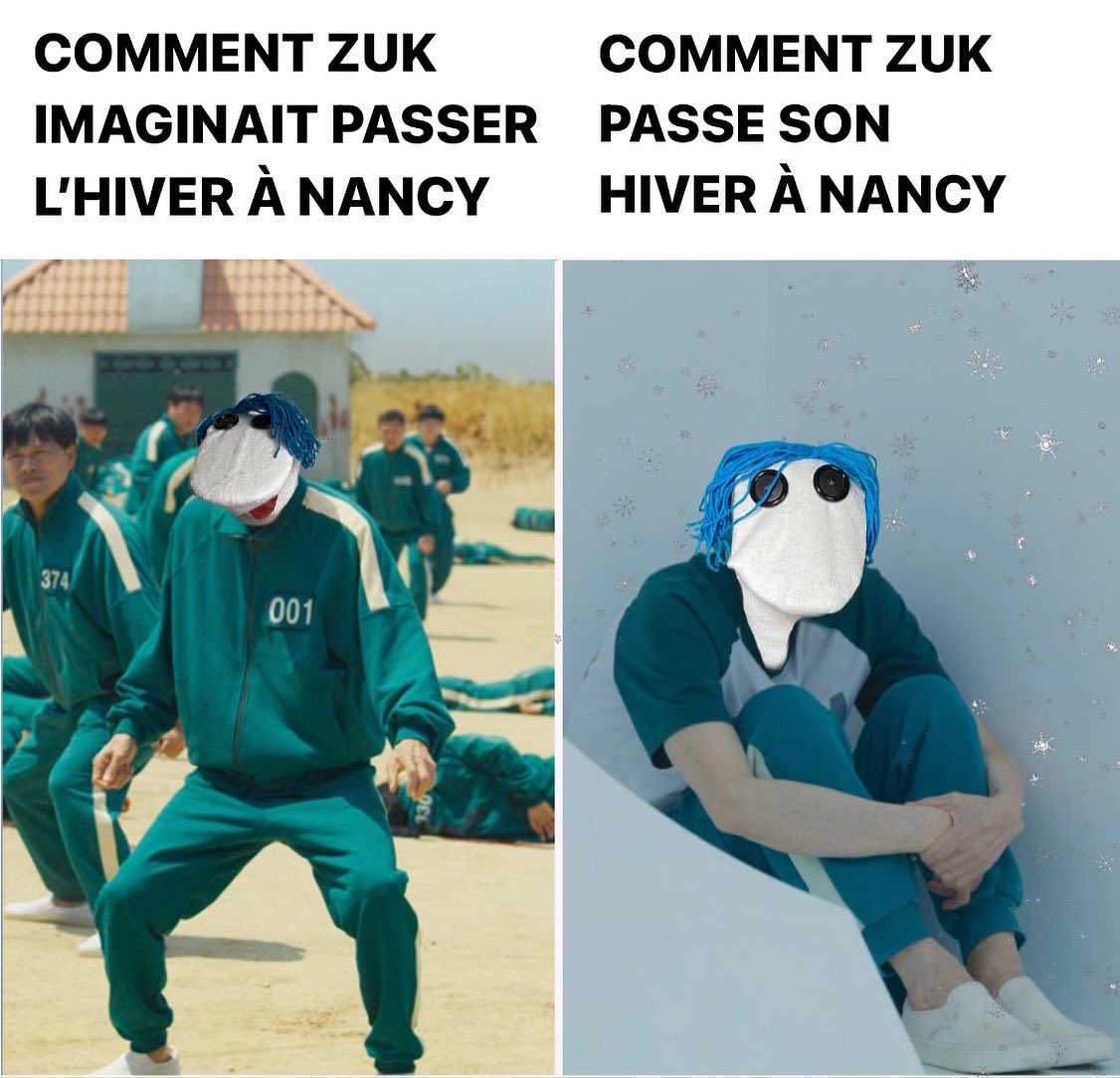 LesChaussettes_'s tweet photo. Zuk nous a rejoint de sa Pologne natale, elle croyait passer un hiver au chaud, mouahahaha ! Genre ! 
#zuk #coldwinter #winteriscoming #squidgame #squidgames #squidgamesmeme https://t.co/vYJRDoevit
