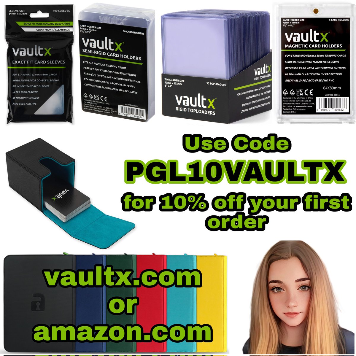 Keep your trading cards safe from dinks, dents and scrapes. #VaultX have you covered for all your #TCG needs. Use code PGL10VAULTX for 10% off on https://t.co/9anwXltzus or https://t.co/ZTFsqVXpth Alternatively just click Keep your trading cards safe from dinks, dents and scrapes. #VaultX have you covered for all your #TCG needs. Use code PGL10VAULTX for 10% off on https://t.co/9anwXltzus or https://t.co/ZTFsqVXpth Alternatively just click