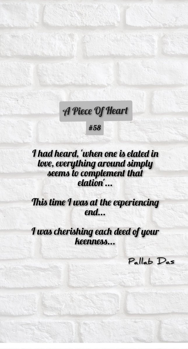 Pallab0309's tweet photo. Heart Says # 58

Hello Friends,

This is a portion from my book 'A Piece Of Heart'...

I will try and pick lines from each chapter and keep posting them...

Please do share if you like reading it ... 📙📖📙

#heartsays #booklover #book #writtingcommunity #lovequotes #love https://t.co/QnXfd7dtZO