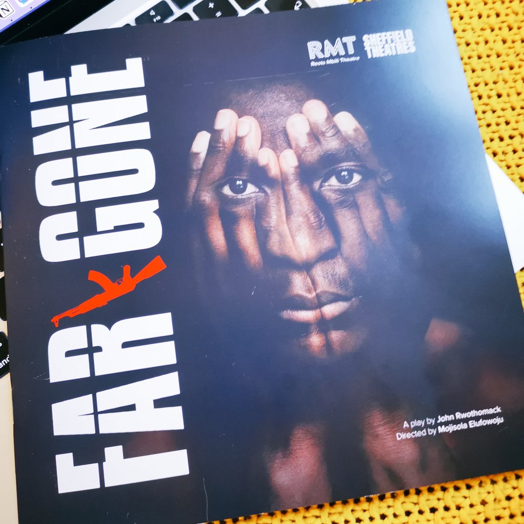 pippalegrand's tweet photo. Absolutely loved watching (finally!) Far Gone by @rootsmbili @RwothOmack at @crucibletheatre studio last night - Sheffield-made brilliance in 1 totally captivating hour. Such an important message and cause too - grab a programme to support 💪 https://t.co/1aGRfFFr2n