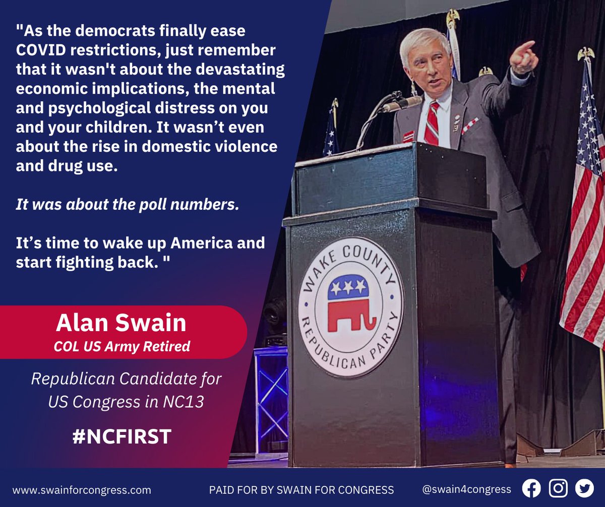 swain4congress's tweet photo. The COVID fear mongering and unconstitutional mandates from the Democrats seem to be easing but it's not for the reasons you may think. #NCFirst #swain4congress #ncpol #NC13 https://t.co/HIGA3jHGv2