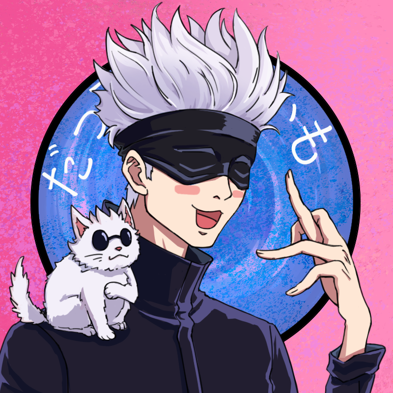 kuronhr's tweet photo. @nekonationNFT
 welp my friend showed nekonation to me and i fell in love with it XD
here's my weekend's worth of my imagined gojo sensei in neko nft style

#NekoNation 
#Nekofanart https://t.co/HgIjyzwdD4
