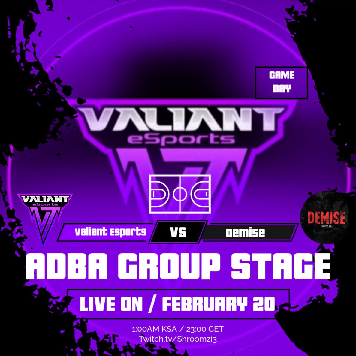 ValiantESportSA's tweet image. 🟣 Game Day!

🔺Tournament: @AdbaPro 

Team Valiant ESports NBA2K Squad:

🔸 PG: @MrProopeVT 
🔸 SG: @lyva2k 
🔸 SF: @shroomzi3 
🔸 PF: @BIankVT 
🔸 C: @IAbodVT 

#AlwaysValiant