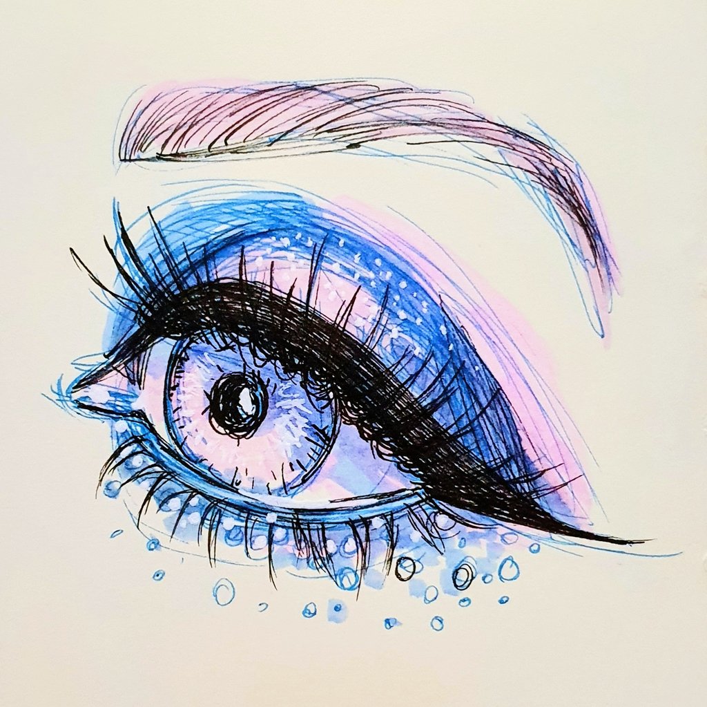 Quick traditional eye sketch, forgot how you just have to make it work if you dont have layers, brushes and literally every possible color to your disposal lol
