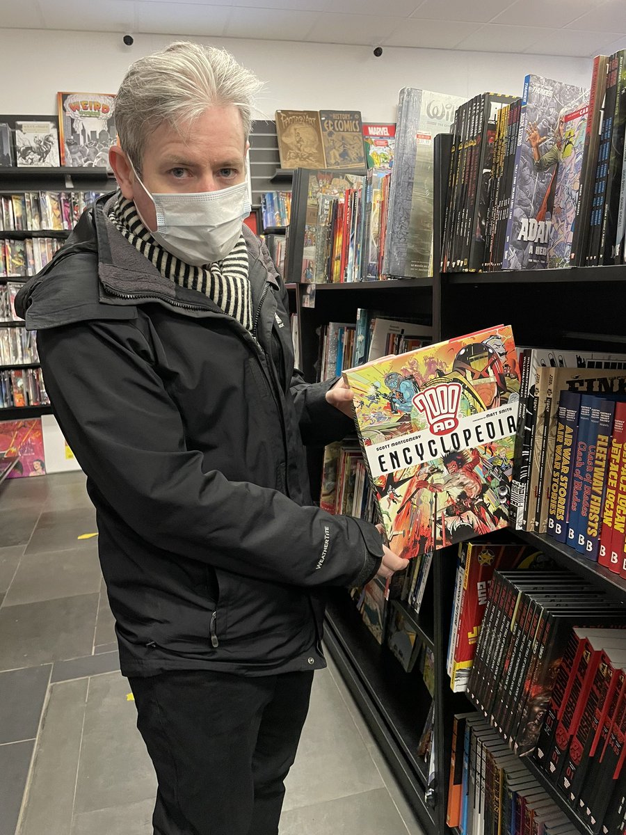 ScottMo68256087's tweet image. Going to Forbidden Planet comic shop in Glasgow @FPGlasgow has been a big part of my life - so I was delighted to see my new book, the @2000AD Encyclopedia on sale there earlier today!