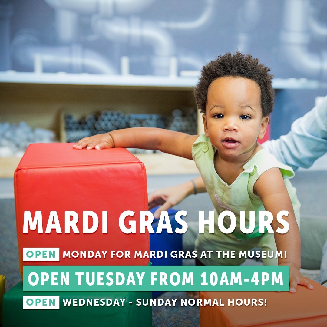 KnockKnockCM's tweet photo. Mardi Gras is almost here! We've extended our hours for you to have more time to learn through play! Plus, don't miss our Mardi Gras at the Museum celebration on Monday, the 28th!
#PlayWithAPurpose
#PowerOfPlay
#ItsAlwaysFunToLearnAtKnockKnock https://t.co/FpgOElkWhO