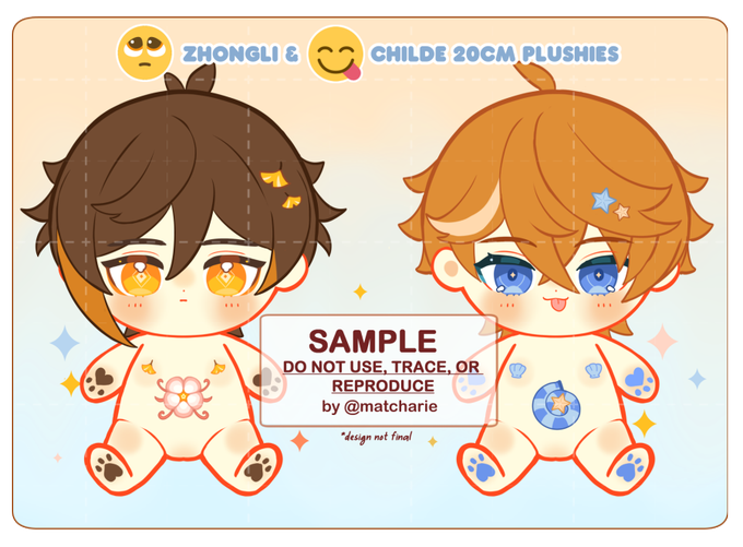 😋Childe &amp; 🥺Zhongli 20 cm doll design sample~
will you adopt them too?🥺

#GenshinImpact #原神 