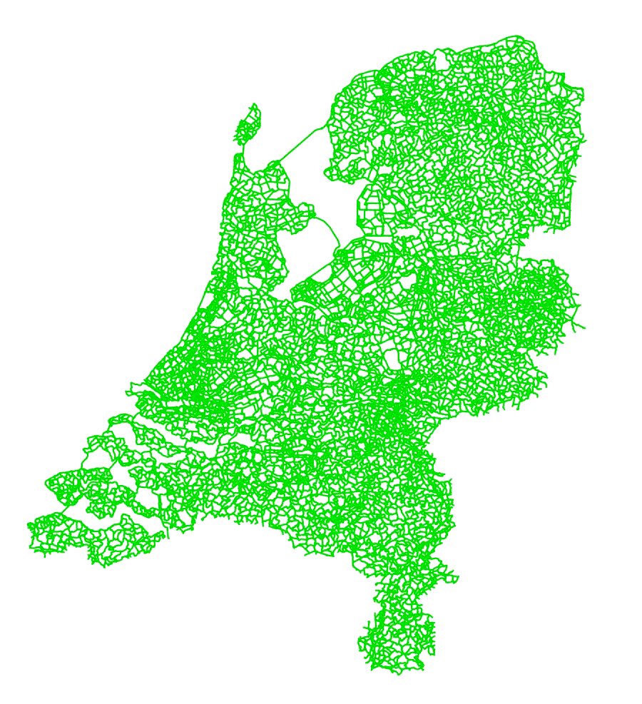 Mapa de ciclorutas en los Países Bajos. Hasta el pueblo más remoto se puede llegar en 2 ruedas.