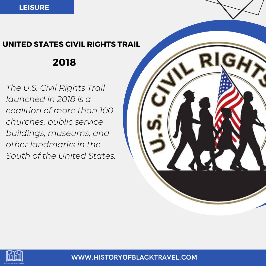 Are you familiar with the #CivilRightsTrail? It is a coalition of more than 100 churches, public service buildings, museums, and other landmarks in the South of the United States. #BlackHistoryMonth #TravelingWhileBlack #HistoryOfBlackTravel #BlackTravelAlliance #TourismRESET