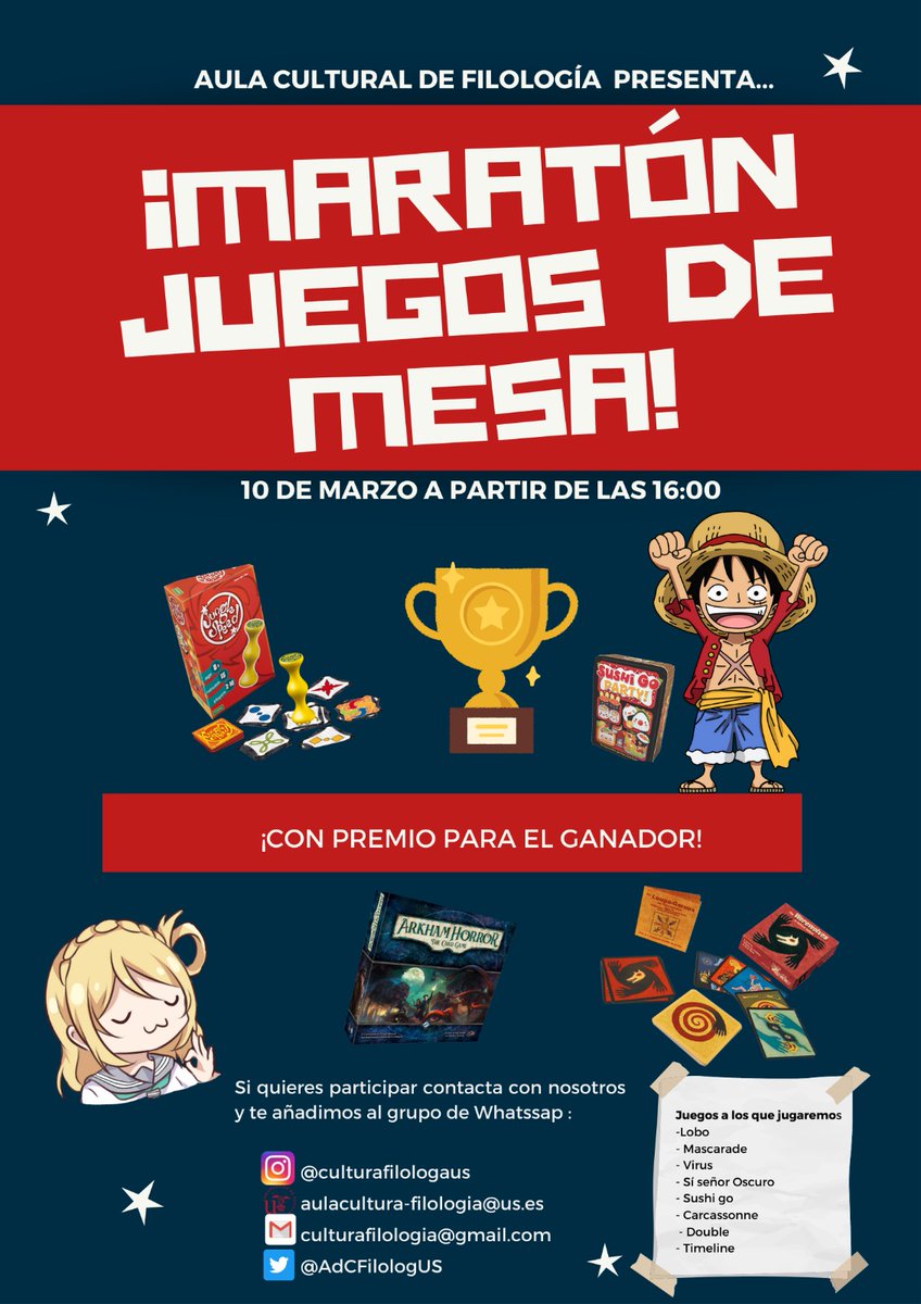 ¿Quién quiere echar una tardecilla de juegos de mesa? Te esperamos el 10 de marzo.

Para más información tenemos los dm abiertos.