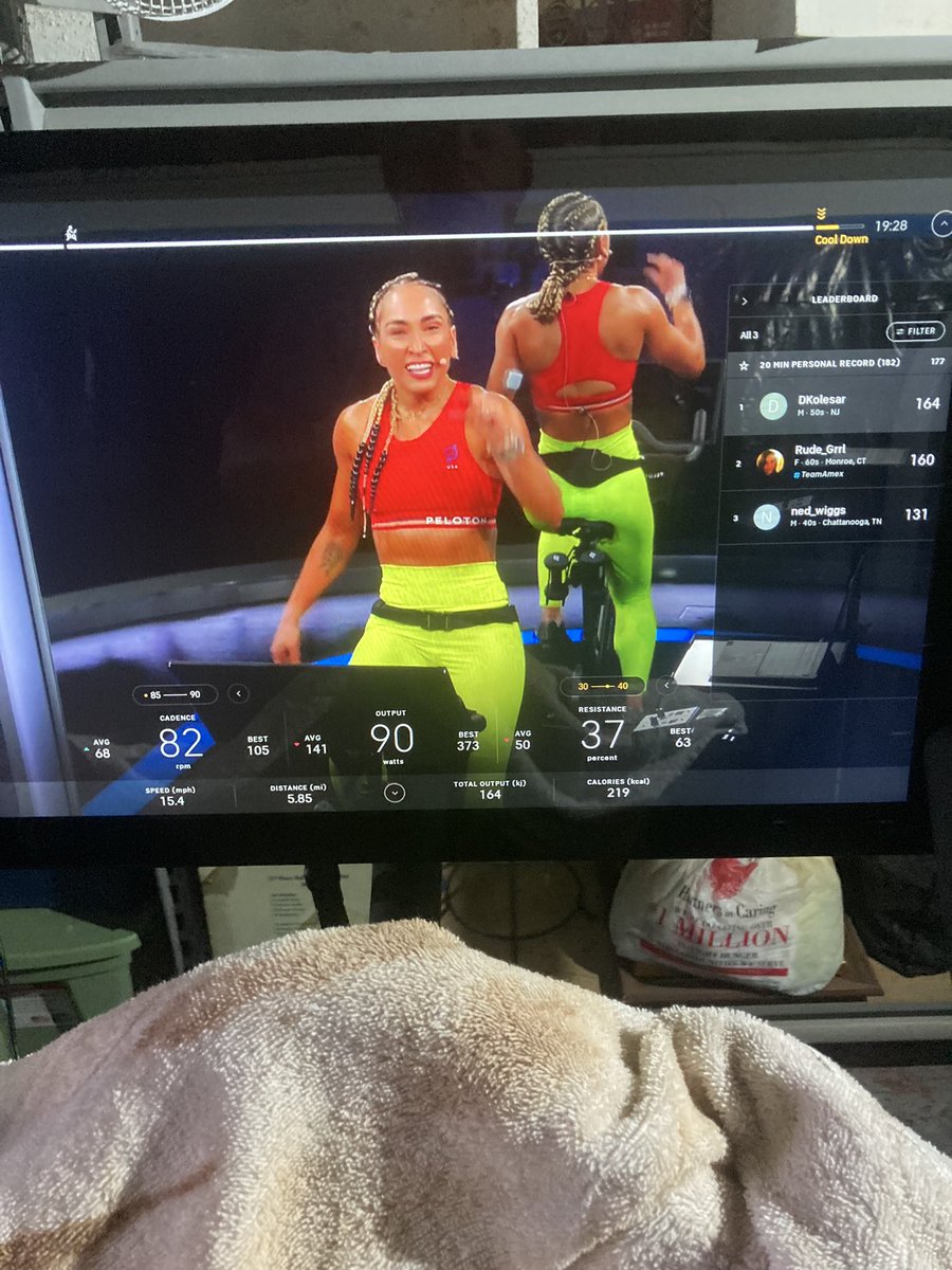 Back in the <a href="/onepeloton/">Peloton</a> saddle after a week of gluttony in Aruba. 20 min HIIT ride with <a href="/RobinNYC/">Robin Arzón</a>