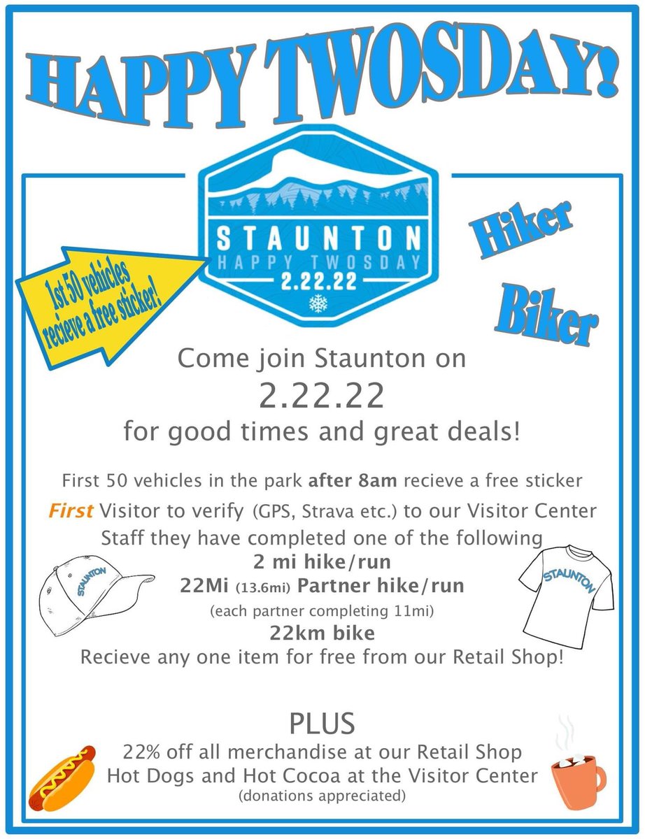 CPW_NE's tweet image. This "Twosday" is 2/22/22 and for this once in a lifetime event, Staunton State Park is having some pretty great things going on!

cpw.state.co.us/placestogo/par…