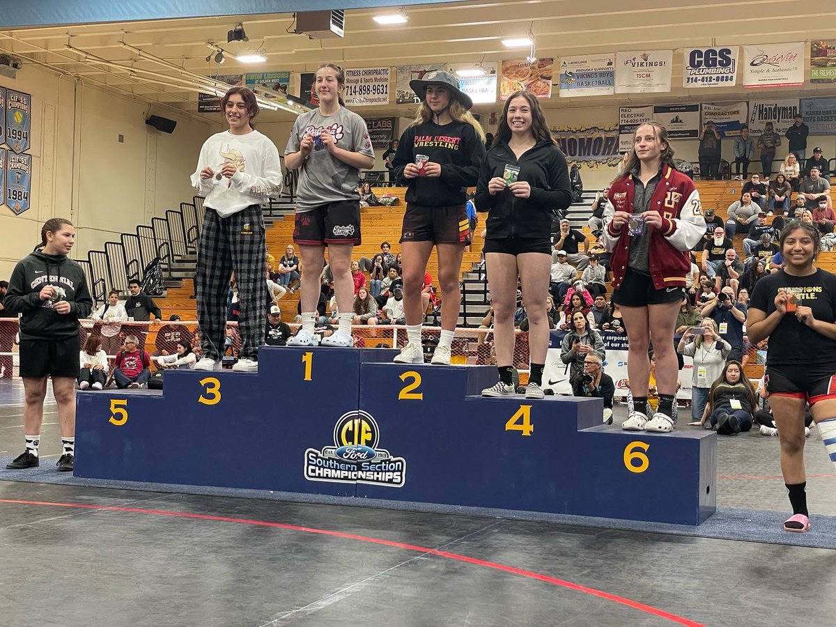 PVHSWrestling's tweet photo. Our girls battled tough at CIF-SS Masters Meet! Finishing top 5 as a team, and 4 state qualifiers.
Masters Champion Reyna Montenegro 
Masters Runner Up Karissa Turnwall
3rd place Makayla Correa
6th Place Janelle Gomez https://t.co/K0ZYBFWGFz