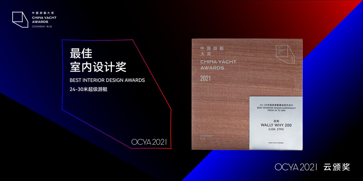 OCEANWAY1's tweet photo. #2021oceanwaychinayachtawards
#bestinteriordesignawards

BEST INTERIOR DESIGN SUPERYACHT FROM 24 TO 30M: @wally_yachts WHY 200 https://t.co/Z2i2MCqyVW