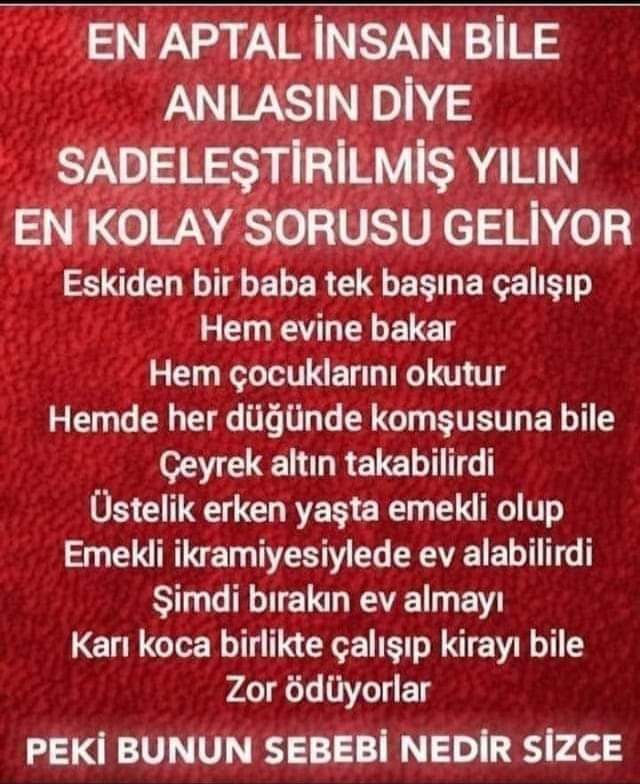 Kolay soru. Cevapları alalım