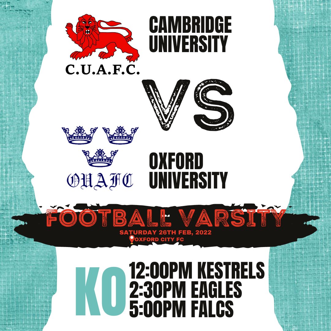 Less than a week left until one of the most anticipated footballing events of the @cambridgeuniversity calendar.

Link to transport sign up: docs.google.com/forms/d/e/1FAI…

Ticket links to be released soon (£5)